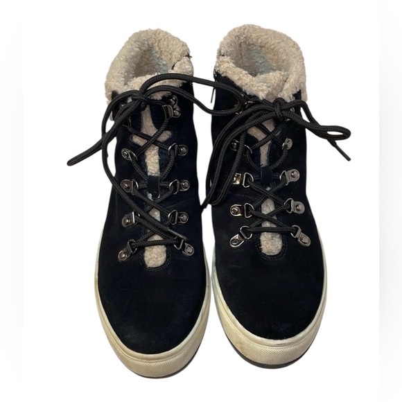 Blondo Shylo Black Suede Waterproof High-Top Lace-Up Sneaker/Booties Women 9 - Picture 1 of 12